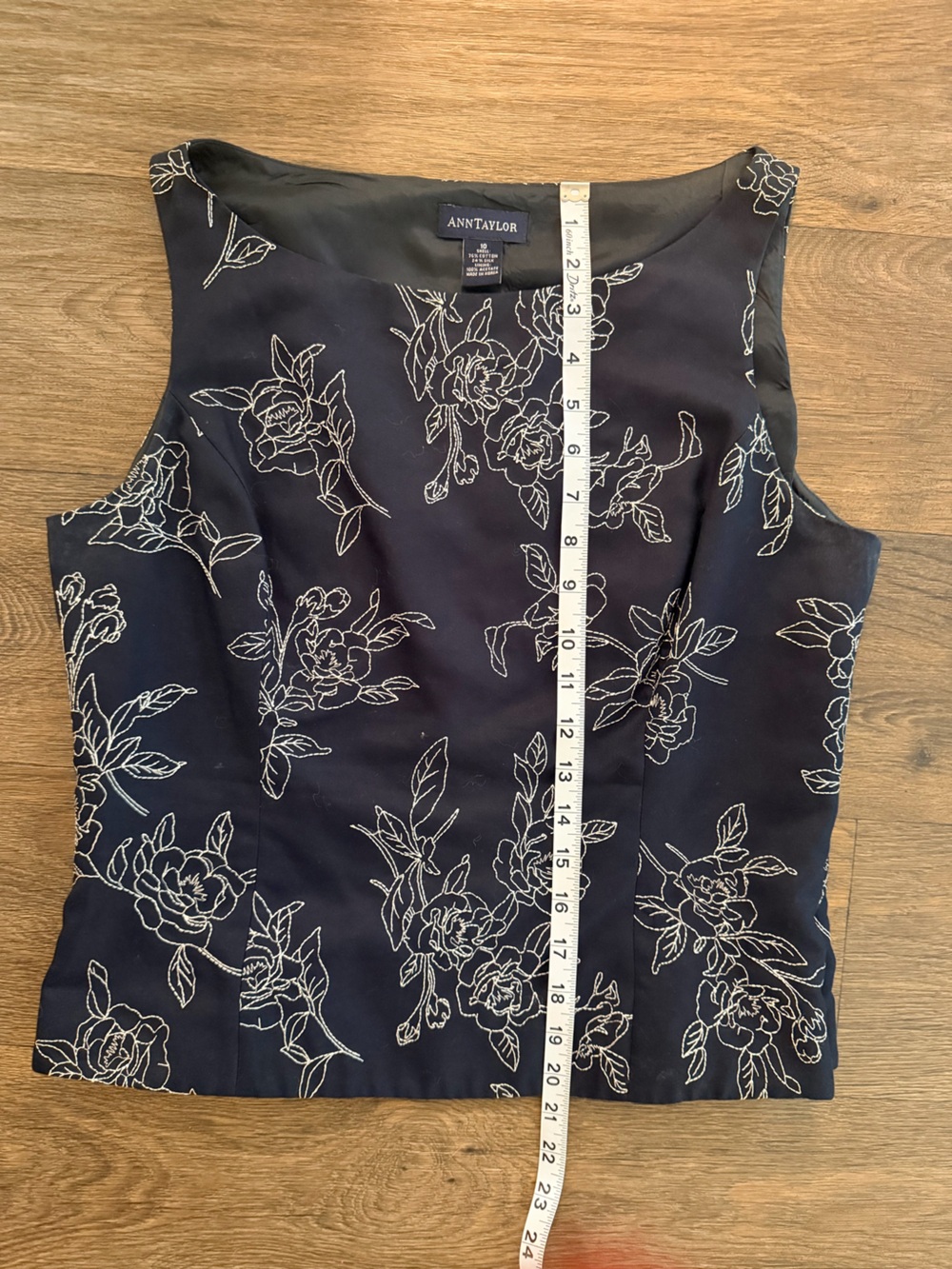 Ann Taylor Navy & White Floral Peplum Top & Pencil Skirt Matching Set - Size 10 - Picture 8 of 10